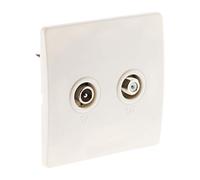 Prise TV M 9,52 +SAT. vis + griffes Diwone Blanc