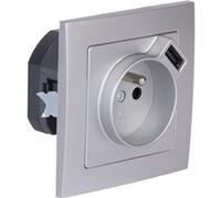 Zenitech - Prise + USB A encastrés + plaque de finition Kalya - Argent Argent