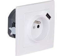 Zenitech - Prise + USB A encastrés + plaque de finition Kalya - Blanc blanc