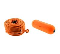 Zenitech - Prolongateur 16A HO5VV-F 2x1,5 Orange 50m & Boîtier de Protection Orange pour Prolongateur Jardin IP54
