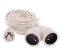 Zenitech - Prolongateur Bi tête 3G1,5mm² - Blanc 3m - 1 prise mâle + 2 prises Femelle - Blanc Blanc G