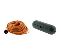 Zenitech - Prolongateur Jardin 16A 2P+T 50 m avec Boîtier de Protection IP54 - Câble HO5VV-F 3G1,5 mm2 - Alimentation Extérieure Sécurisée - Orange et Vert
