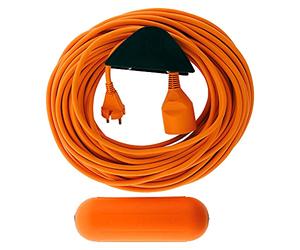 Zenitech - Prolongateur jardin 2x1,5mm² 25m + 1 boîtier étanche + support mural - Orange