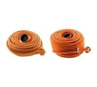 Zenitech - Prolongateur Jardin sans Terre 16A 20 m + Boîtier de Protection IP54 - Câble HO5VV-F 2X1,5 mm2 - pour Appareils à Double Isolation - Orange et Vert