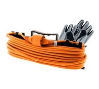 Zenitech – Prolongateur jardin 25 m – 2x1,5 mm² 2 pôles sans terre – Orange avec range-câble