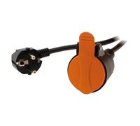 Zenitech Rallonge électrique étanche avec Clip de Fixation, 5 m, Orange | Prise 2P+T, câble H07RN-F 3 x 1,5 mm², longueur 5 m, clip de fixation, coloris orange, prise française de type E