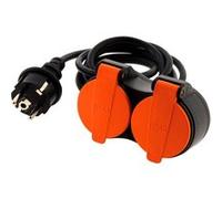 Zenitech - Rallonge étanche 2 prises avec clapet orange 2P+T H07RN-F 3x1,5mm² 5m G