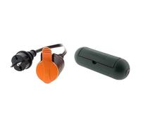 Zenitech - Rallonge Étanche 2P H05VV-F 2x1,5mm² 25m avec Clip de Fixation Orange + Boîtier de Protection IP54 pour Prolongateur Jardin Résistant Intempéries et Usage Extérieur