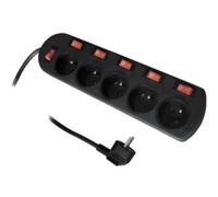 Zenitech Multiprise Sono 5 prises 16A – 6 interrupteurs lumineux individuels – 3 m – Noir