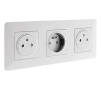 Zenitech Triple Prise affleurante Artezo 2P+T + boîte Blanche | Boîtier d'installation - Triple prise affleurante Artezo 2P+T + boîte, finition blanche, Type E : prise française avec terre