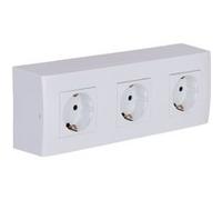 Zenitech - Triple prise Schuko en saillie + plaque de finition - Blanc - Kalya blanc