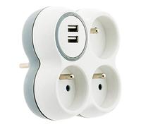 Zenitech Multiprise Triplite 16A 2P+T 2 ports USB Blanc et gris