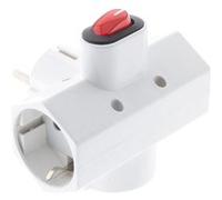 Zenitech - Triplite Schuko 16A + interrupteur - Blanc Blanc
