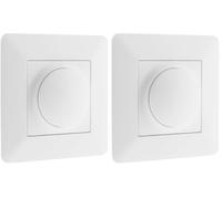 Zenitech - Variateur Rotatif Compatible LED - Installation encastrée, Moteur Compact, Réglage Millimétrique - Support Clipsable - Plaque 86 x 86 mm - Blanc (Lot de 2)