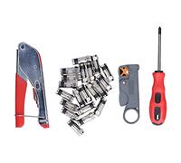 ZenithAur Kit d'outils de compression coaxiale avec pince à sertir réglable et dénudeur de fil pour câble RG59/RG6, comprend 20 connecteurs F pour les champs audio vidéo TV