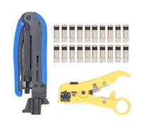 ZenithAur Kit d'outils de sertissage coaxial avec outil de compression réglable et dénudeur de câble coaxial pour RG6/RG59/RG11 comprenant 20 connecteurs RG6 F
