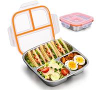 ZenithAura Acier Inoxydable Dosettes Bento Lunchbox Pour Adultes Hommes Femmes 3 Compartments Contenants De Conservation Des Aliments En Métal Avec Couvercles À Serrage P