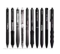ZenithAura Ensemble De 10 Stylos À Encre Gel Noirs, Notes Charmantes 0,5 Mm Pointe Fine Rétractable, Lot De 10 Stylos À Encre Sombre Pour Écriture, Journalisation, École,