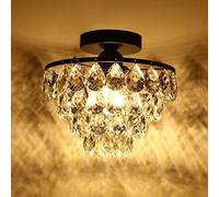 ZenithBeam Mini Lustre En Cristal Plafonnier Petit, Moderne Pour Couloir Plafonniers Encastré Pour Chambre Hall Salon (Noir)