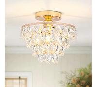 ZenithBeam Mini Lustre En Cristal Plafonnier Petit, Plafonnier En Cristal Moderne Pour Couloir Plafonniers Lustrer En Encastré Pour Chambre Hall Salon (Or)