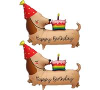 ZenithBurst Lot de 2 ballons d'anniversaire en forme de teckel, décoration de teckel, ballon Happy Birthday, ballon en aluminium pour anniversaire, chien