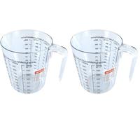 Zenker 008811 Verre doseur, verre mesureur, verre doseur pâtisserie, cruche graduée, Plastique, Transparent, 17 x 15,5 x 11,7 cm (Lot de 2)