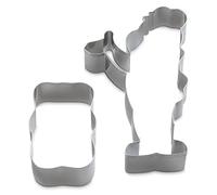 Zenker 17388 Lot de 2 emporte-pièces en acier inoxydable, emporte-pièces nounours, emporte-pièces biscuit ourson Haribo, Gris