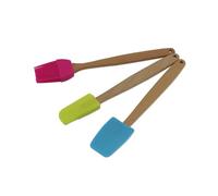 Zenker 30939 Kit d'ustensiles à pâtisserie, spatule à pâtisserie, Pinceau de pâtisserie, Bois, Silicone, Rose, Vert, Bleu, 20 cm