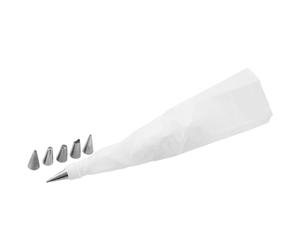 Zenker 42788 Poche à douille réutilisable et 6 embouts, poche à douille, poche à douille + 6 douilles, Acier inoxydable, Plastique, Blanc, 33 x 17 x 4 cm