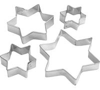 Zenker 43009 Lot de 4 emporte-pièces en acier en forme d'étoiles, sablés de noël, biscuits de noël, emporte pièce de noël, Acier inoxydable, Argent, De 3,5 à 7,5 cm