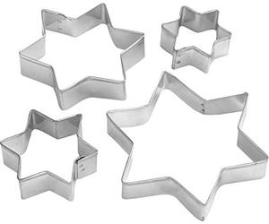 Zenker 43009 Lot de 4 emporte-pièces en acier en forme d'étoiles, sablés de noël, biscuits de noël, emporte pièce de noël, Acier inoxydable, Argent, De 3,5 à 7,5 cm