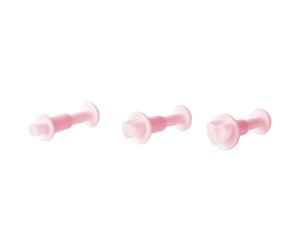 Zenker 43073 Set de 3 emporte-pièces cœur à pâte à sucre, emporte-pièce cœur, emporte-pièce poussoir, Plastique, Rose, de 1,5 à 2,1 cm
