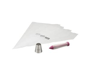 Zenker 44735 Set de décoration de gâteau spécial football, poche à douille et stylo de décoration pour gâteau terrain de foot, Acier inoxydable, Plastique, Silicone, 20 x 36 cm