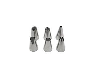 Zenker 44894 Lots de 6 douilles à pâtisserie en acier inoxydable, Grand format, décoration gâteaux et cupcakes, pour poche à douilles, Acier inoxydable, Diamètre 3 cm, Hauteur 4,7 cm