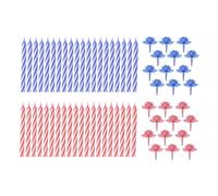 Zenker 52505 Lot de 20 bougies et 12 bobèches, Bougies d'anniversaire, Bougies pour gâteaux, Multicolore, Cire, Plastique, 8,5x0,8cm