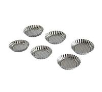 Zenker 62237 Kenzr Lot de 6 mini moules à tartelettes en bande étamée Dia. 9,5 x 7,5 x 1,5 cm, ligne Silver, couleur : argenté, quantité : 1 pièce.