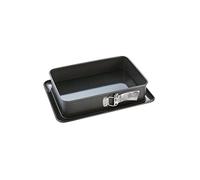 Zenker 7021 Plat à gratin rectangulaire avec charnière, plat à lasagnes, plat four rectangulaire, moule à charnière, moule à gâteaux, Acier, 33 x 22,5 x 7 cm, Noir/Métallique