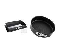 Zenker 7022 Moule à gâteaux rectangulaire à charnière, Moule Rectangle, Plat à Four, Plat à gratin & 6502 Moule à manqué à charnière, moule rond 24 cm, moule à manqué, moule à gâteau rond
