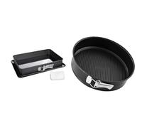 Zenker 7022 Moule à gâteaux rectangulaire à charnière, Moule Rectangle, Plat à Four, Plat à gratin & 6504 Moule à manqué à charnière, 28 cm, moule à gâteau rond, Acier inoxydable