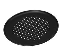 Zenker 7511 Plaque à pizza à fond perforé, plaque pizza, moule à pizza, plaque pour pizza 4 fromages, Acier, Noir, 32 x 32 x 1,5 cm
