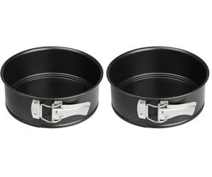 Zenker 7683 Mini moule à manqué à charnière, mini moule rond 18 cm, moule à manqué, moule à gâteau, Acier inoxydable, Noir, 18,5 x 6,5 cm (Lot de 2)