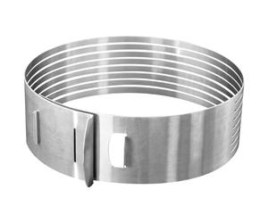 Zenker 7701 Cercle à pâtisserie pour trancher les gâteaux à étages, cercle à gâteau, trancheur à gâteau réglable, Acier inoxydable, Argent, 28 cm