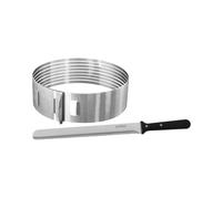 Zenker 7704 Ensemble 2 pièces pour découpe de layer cake, ustensiles de pâtisserie, couteau de pâtisserie, cercle de découpe, trancheur de gâteaux, Acier inoxydable, Plastique, 30 cm, Diam 26/28 cm