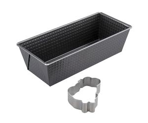 Zenker 8915 Moule à Gâteau, Moule à Cake, Plat à Four Rectangulaire, Moule Antiadhésif, Plat pour Cake avec Emporte-Pièce Haribo, Acier Inoxydable, Noir, Argent, 25,5 x 11,5 cm