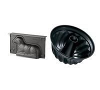 Zenker 9101 Moule à gâteaux mouton, moule agneau de Pâques, 27.5 x 15 x 6.5 cm, 900ml & 6527 Moule à Kouglof Acier Inoxydable Noir Métallique Diamètre 25 cm Noir Métallique 25 x 25 x 11.5 cm