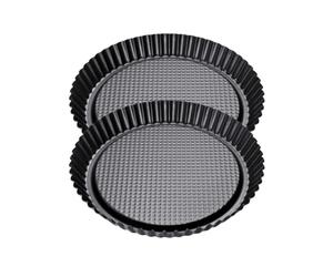 Zenker 9338950 Lot de 2 Moules à tarte aux fruits, moule à tarte renversée, à gâteau, anti-adhésif, Acier, 28 cm