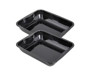Zenker 9344850 Lot de 2 Plats à four émaillé taille XXL rectangulaire, plat à rôti, plat rectangle, plat à four, Acier émaillé, noir, 40 x 34 x 8 cm