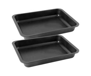 Zenker 9345550 Lot de 2 Plats à four XXL, grand plat à gratin, plat à lasagnes, plat pour poulet rôti, plat à four, plat à rôtir, plat à four rectangle, anti-adhésif, Acier, Noir, 40 x 29 cm x 6 cm