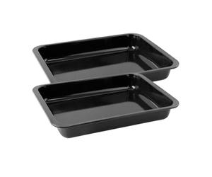 Zenker 9345750 Lot de 2 grands plats rectangulaire XXL, plat à gratin, plat au four grand taille, moule à gâteau, plat à rôtir, Acier émaillé, noir, 40 x 29 x 6 cm