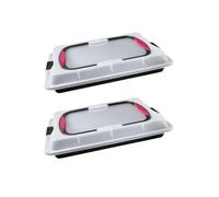 Zenker 9348750 Lot de 2 plaques de cuisson avec couvercle, plaque pâtisserie four, boite de transport gâteau, boite gâteau rectangulaire, Acier inoxydable, 42 x 29 x 7,5 cm